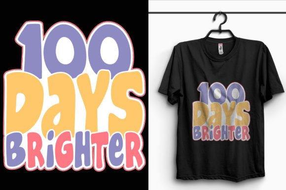 100 Days Brighter School T-Shirt Design