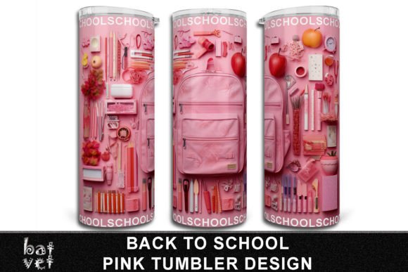 Pink School Tumbler Sublimation PNG