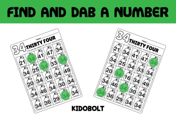 PreK Dab a Dot Number Worksheet – 34
