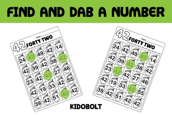 PreK Dab a Dot Number Worksheet - 42