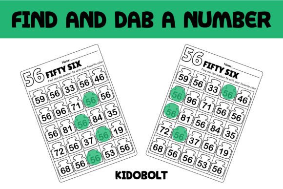 PreK Dab a Dot Number Worksheet - 56
